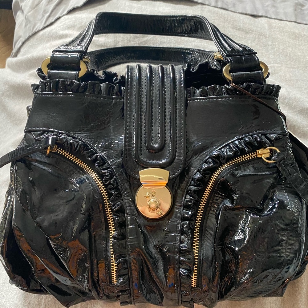 Genuine patent leather handbag
